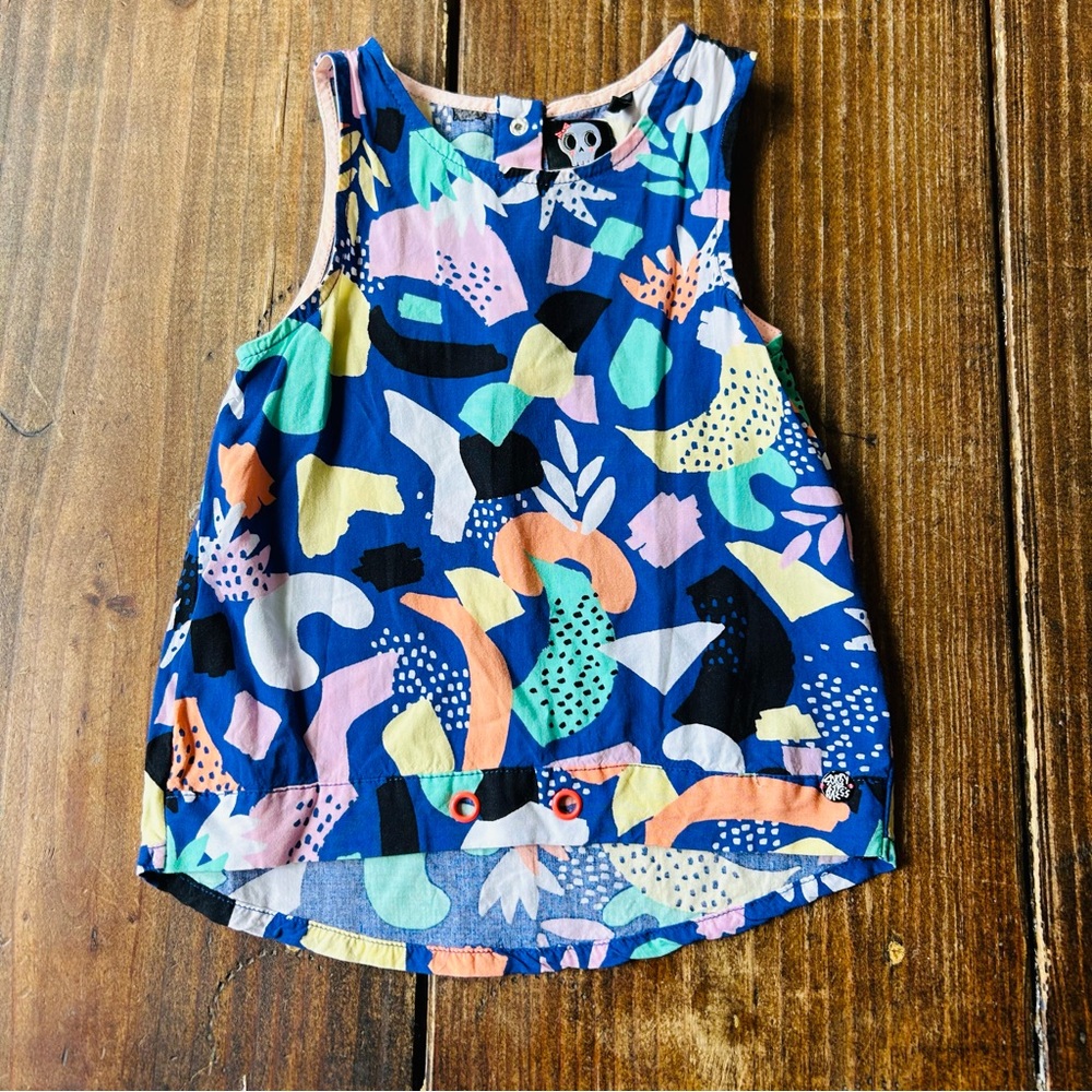 Sorry 4 The Mess Colorful Abstract Tank Top with Skull Buttons Size 3T | 94